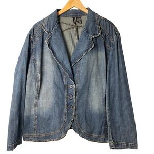 VTG Y2K Mix-it Denim Short Jacket Button-up Stretch Casual Classic Women's 22W